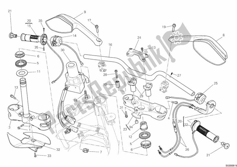 Alle onderdelen voor de Stuur van de Ducati Multistrada 1200 S Touring 2010